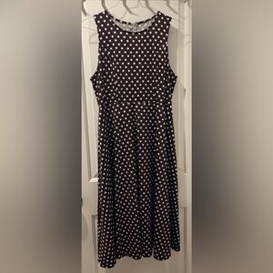 Brown dress with white polka dots